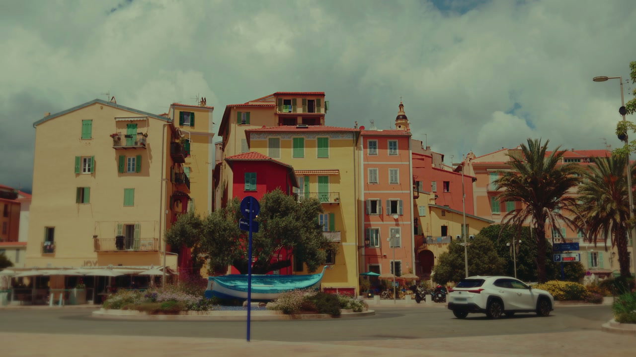 Menton Town Square and Colorful Buildings