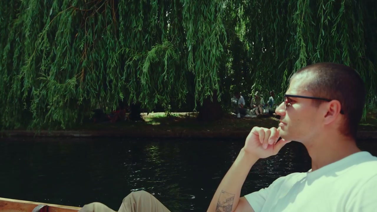 Man Punting on a River in Cambridge