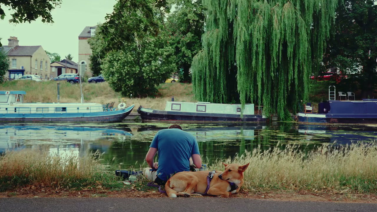 Man and Dog by Cambridge Canal
