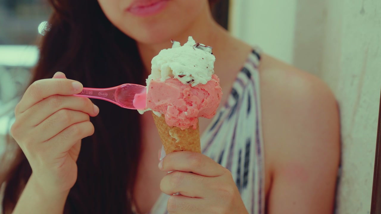 Close Up of Person Eating Ice Cream
