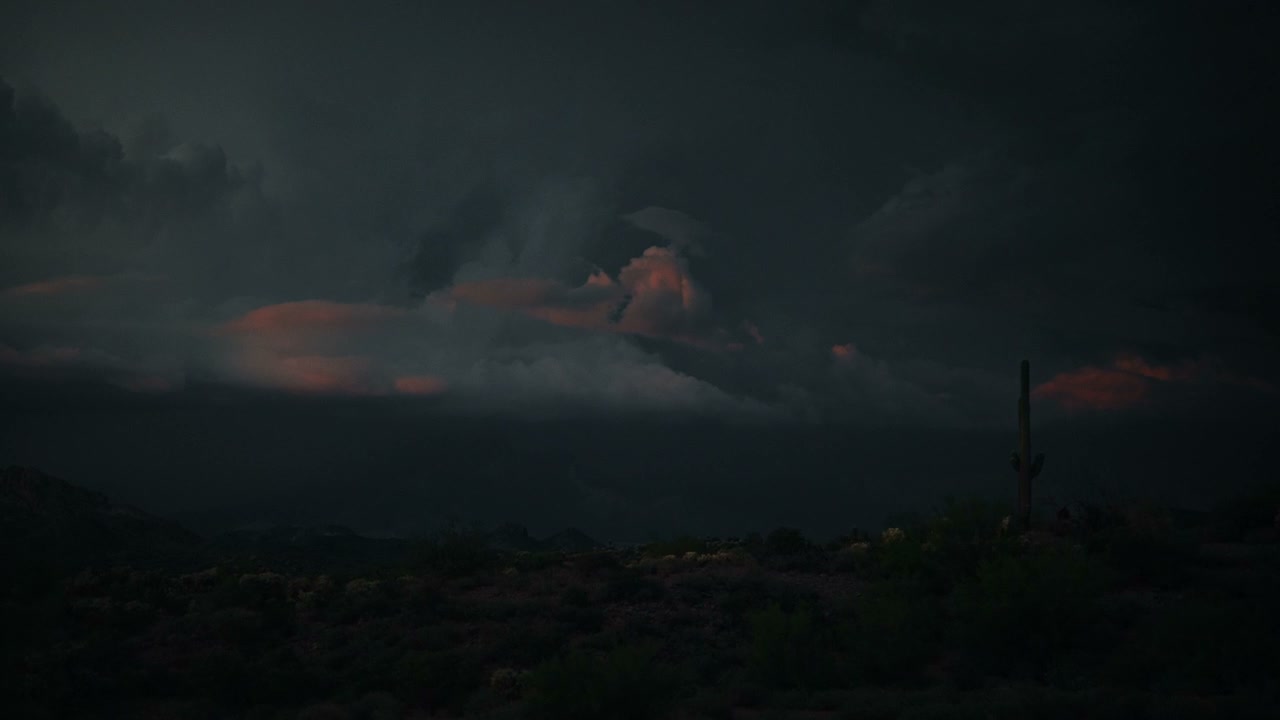 Lightning Strike Over Desert Landscape