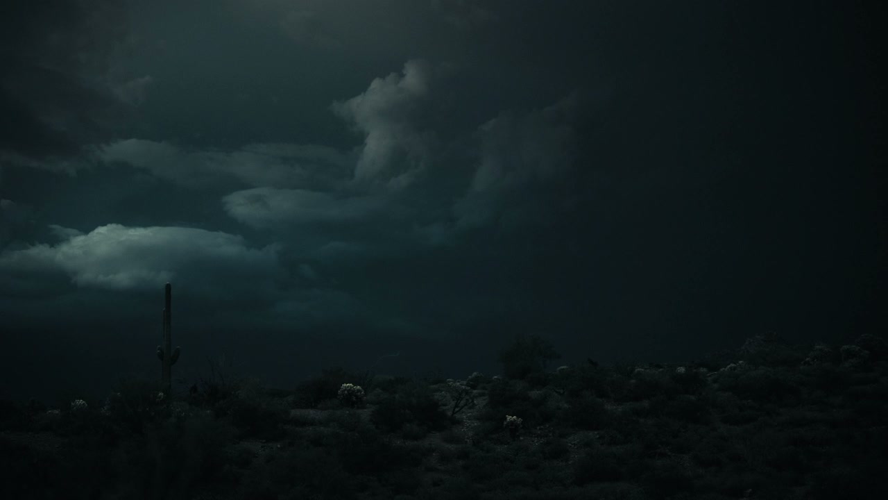Night Desert Lightning Storm