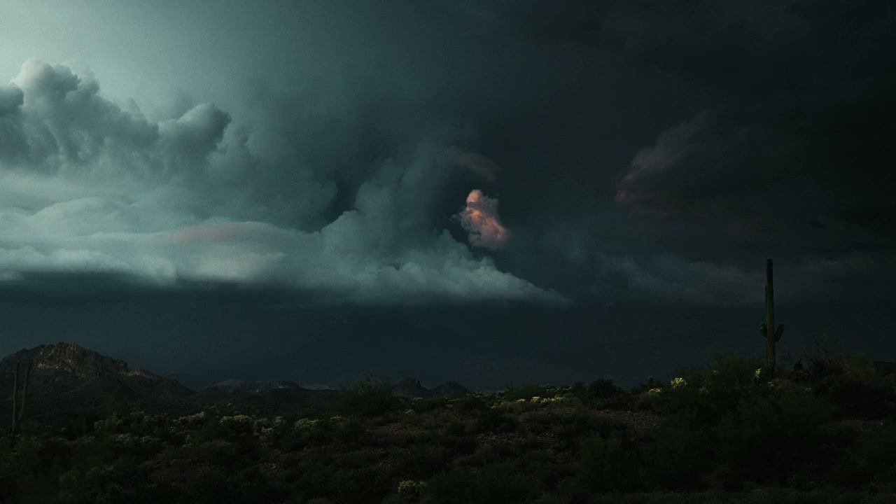 Lightning Strikes Desert Sky