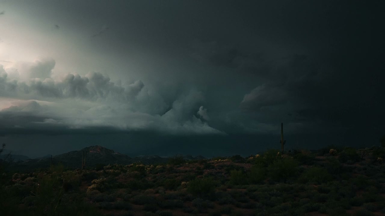 Lightning Storm Over Desert Landscape