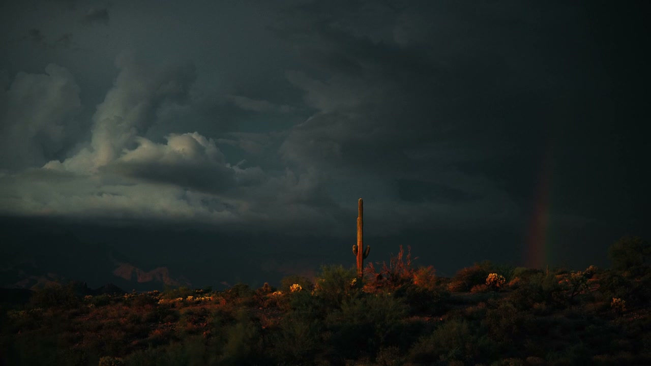 Lightning Strike Over Desert Landscape