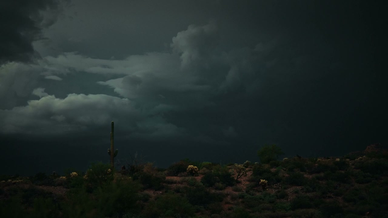 Lightning Strikes in Desert Landscape