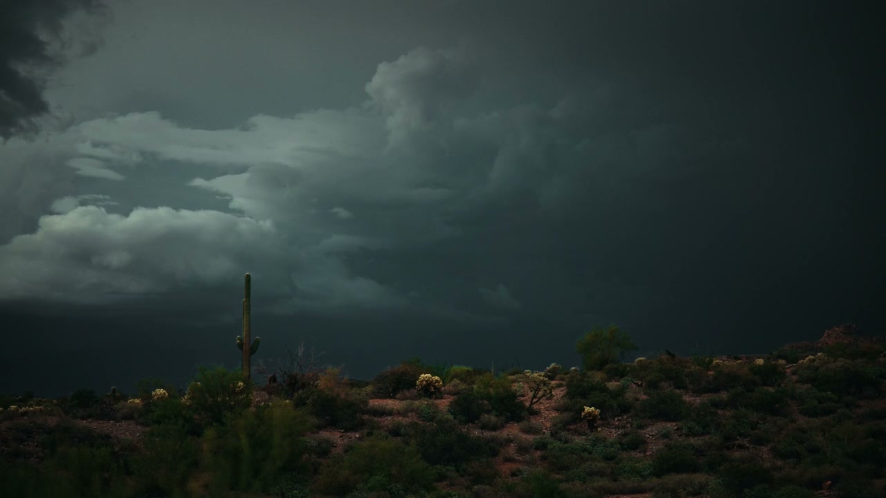 Lightning Storm Over Desert