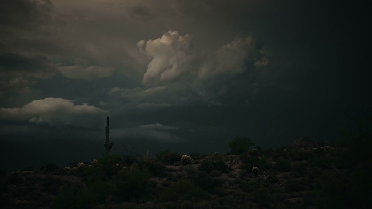 Lightning Strike Over Desert Landscape