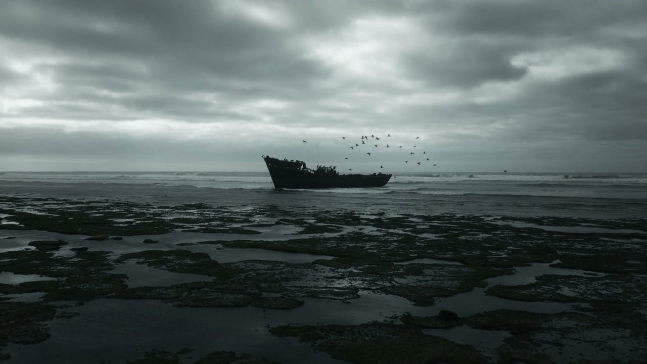 Shipwreck on Moody Beach in Morocco