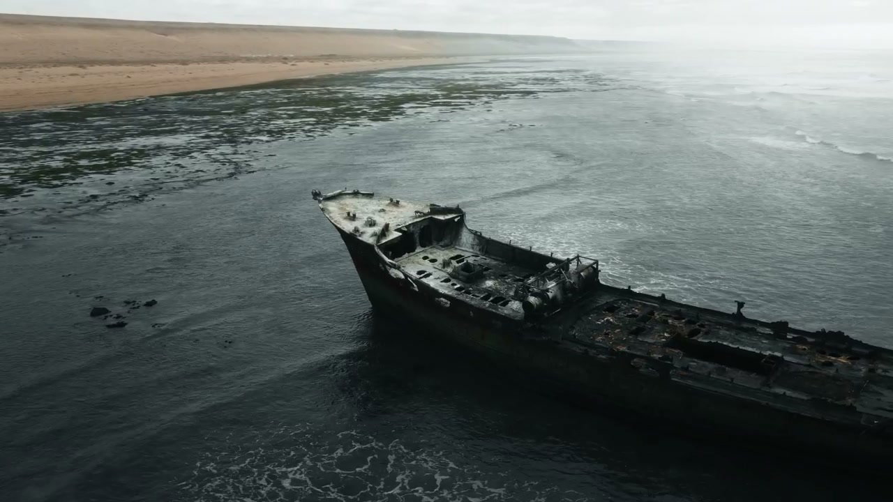 Shipwreck on Moroccan Desert Coast