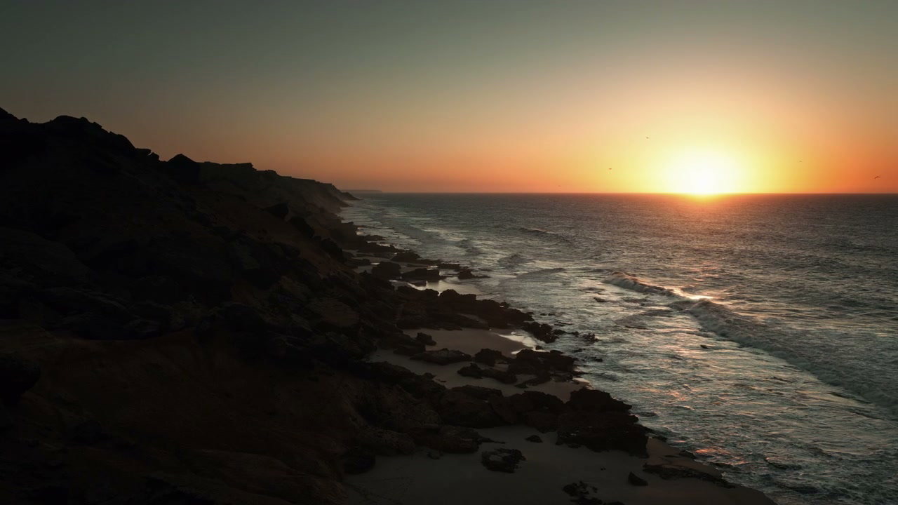 Moroccan Coastline Sunset Over Ocean