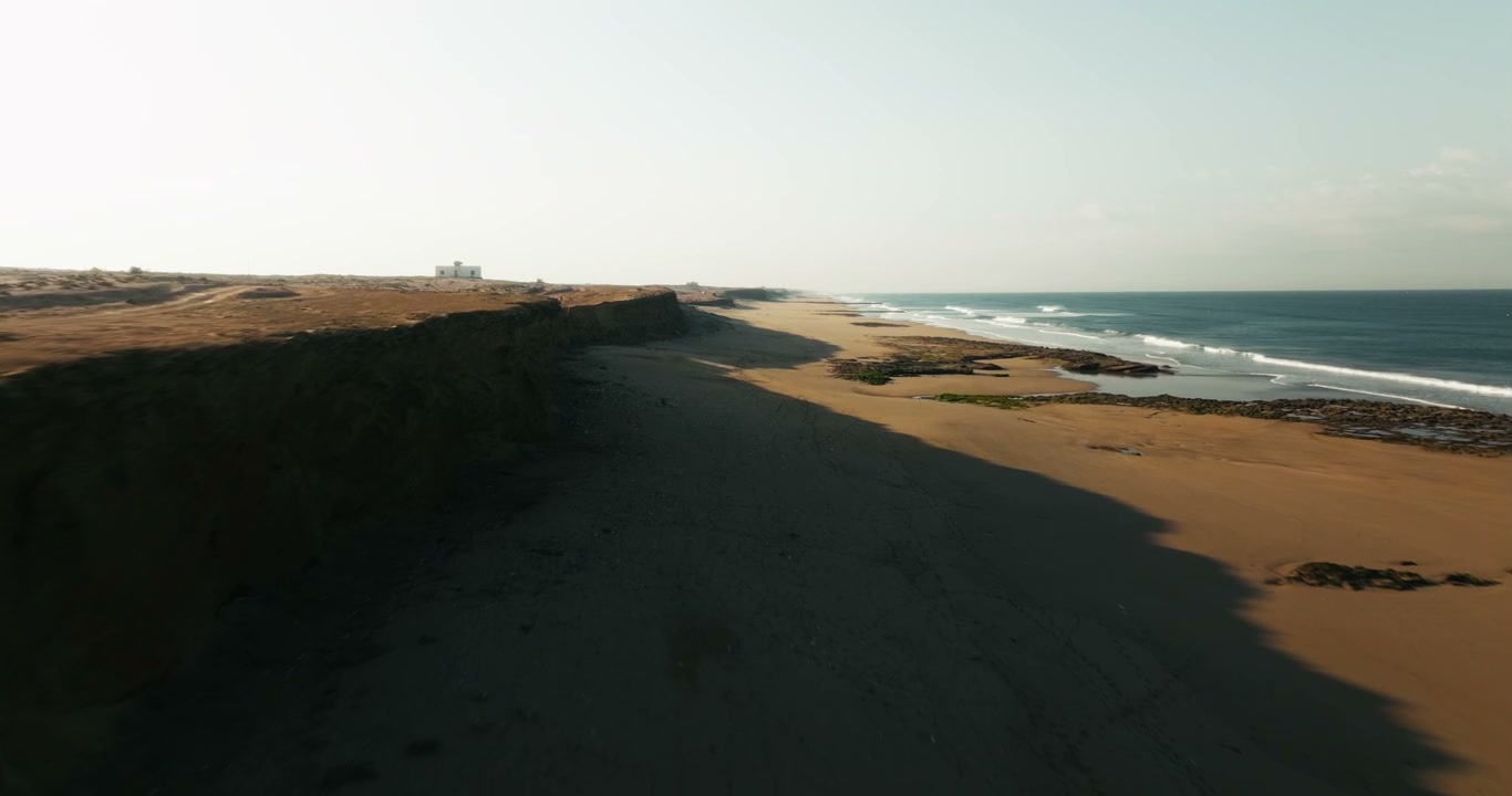 Aerial View of Coastal Moroccan Beach and Cliffs