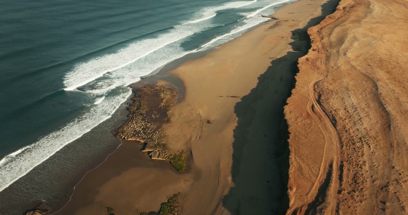 Aerial View of Morocco Coastline and Beach