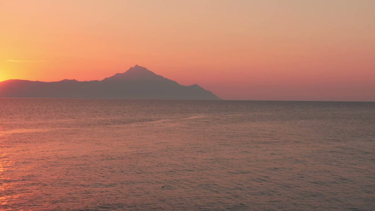 Mount Athos Sunrise Over Mediterranean Sea