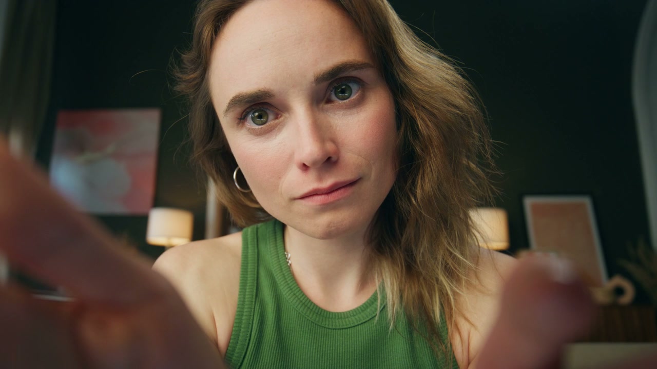 POV Woman Swiping Invisible Screen