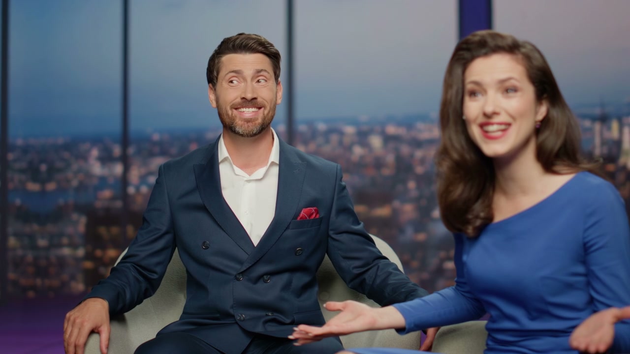 TV Presenter Engaging in Studio Interview