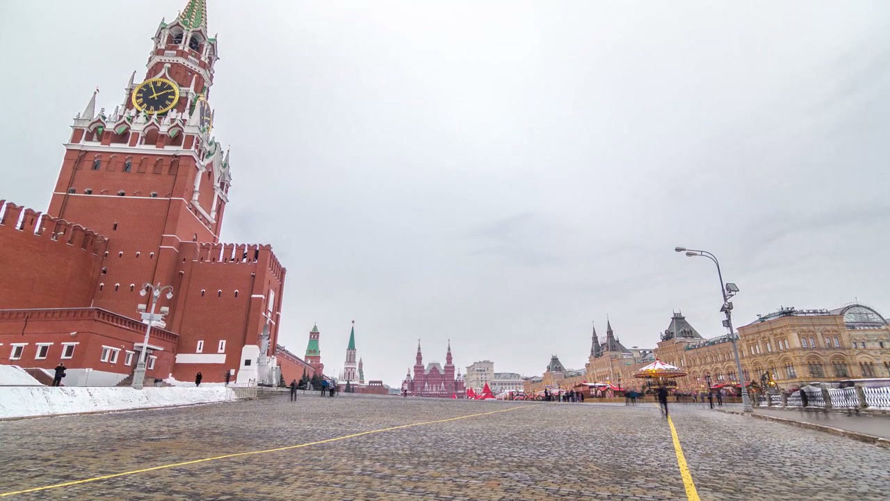 Moscow Red Square Spasskaya Tower Timelapse