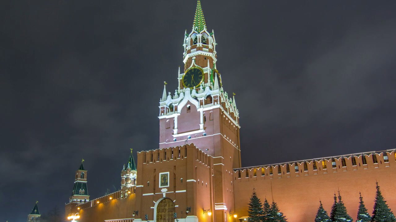 Moscow Kremlin Spasskaya Tower Night