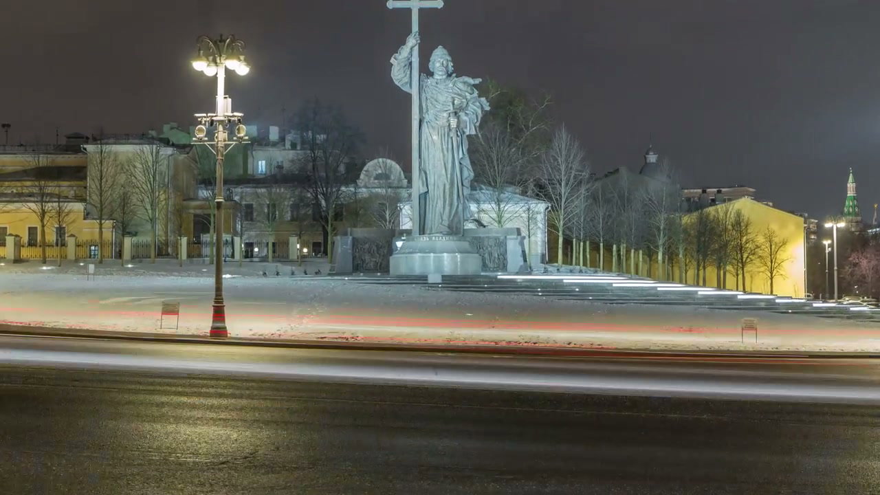 Prince Vladimir Monument in Moscow at Night