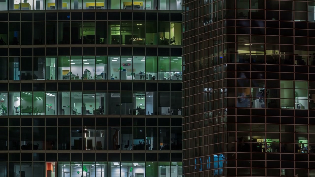 Skyscraper Office Windows at Night