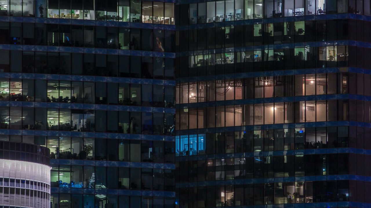 Time-lapse of Moscow Office Building Windows