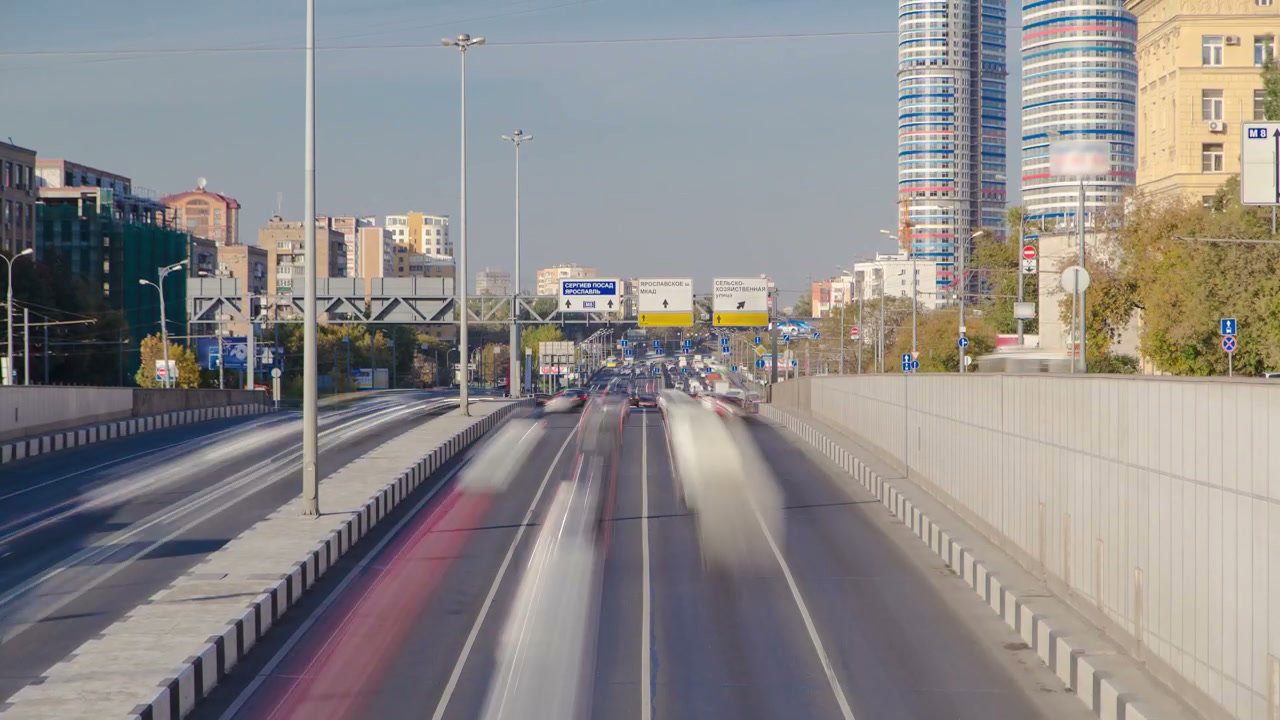 Moscow City Highway Traffic Time Lapse