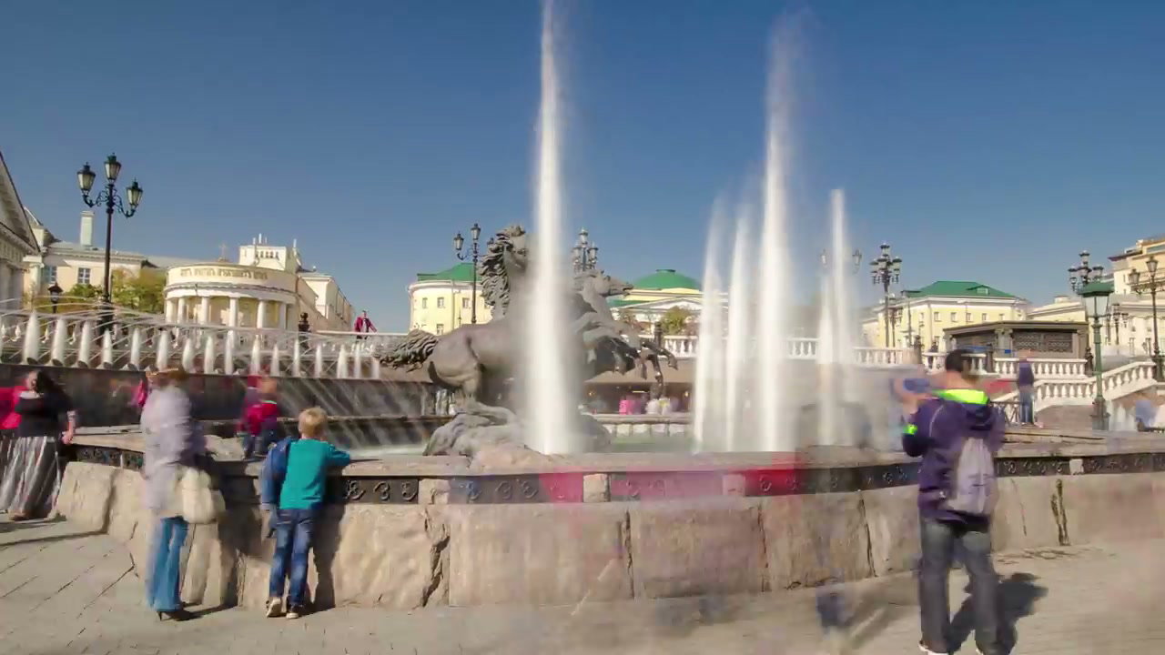 Moscow Manege Square Fountain Time-lapse