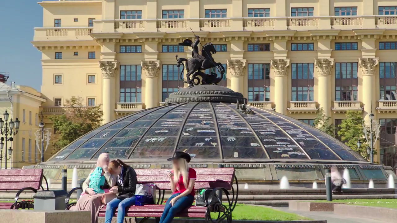 Manezhnaya Square Dome and Statue in Moscow