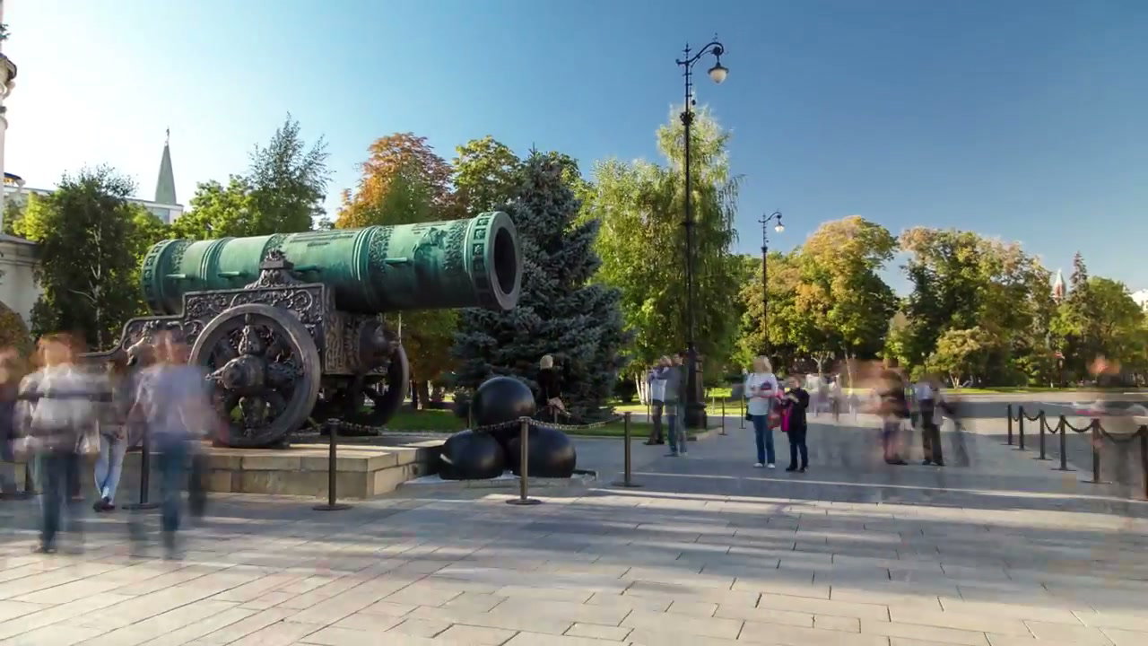 Moscow Kremlin Tsar Cannon Visitors Timelapse