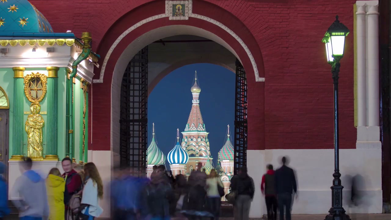 St. Basil's Cathedral Through Archway at Night
