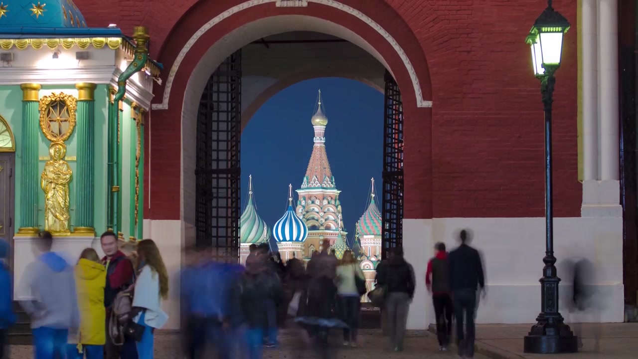 Time-lapse of St. Basil's Cathedral at Night