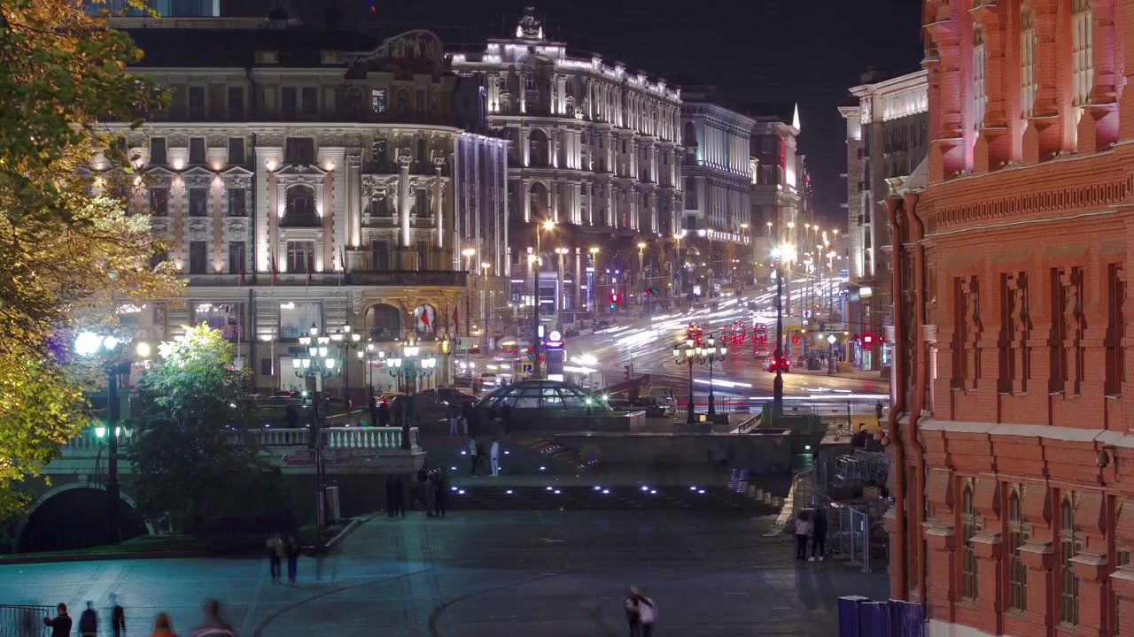 Moscow City Traffic Time-Lapse at Night