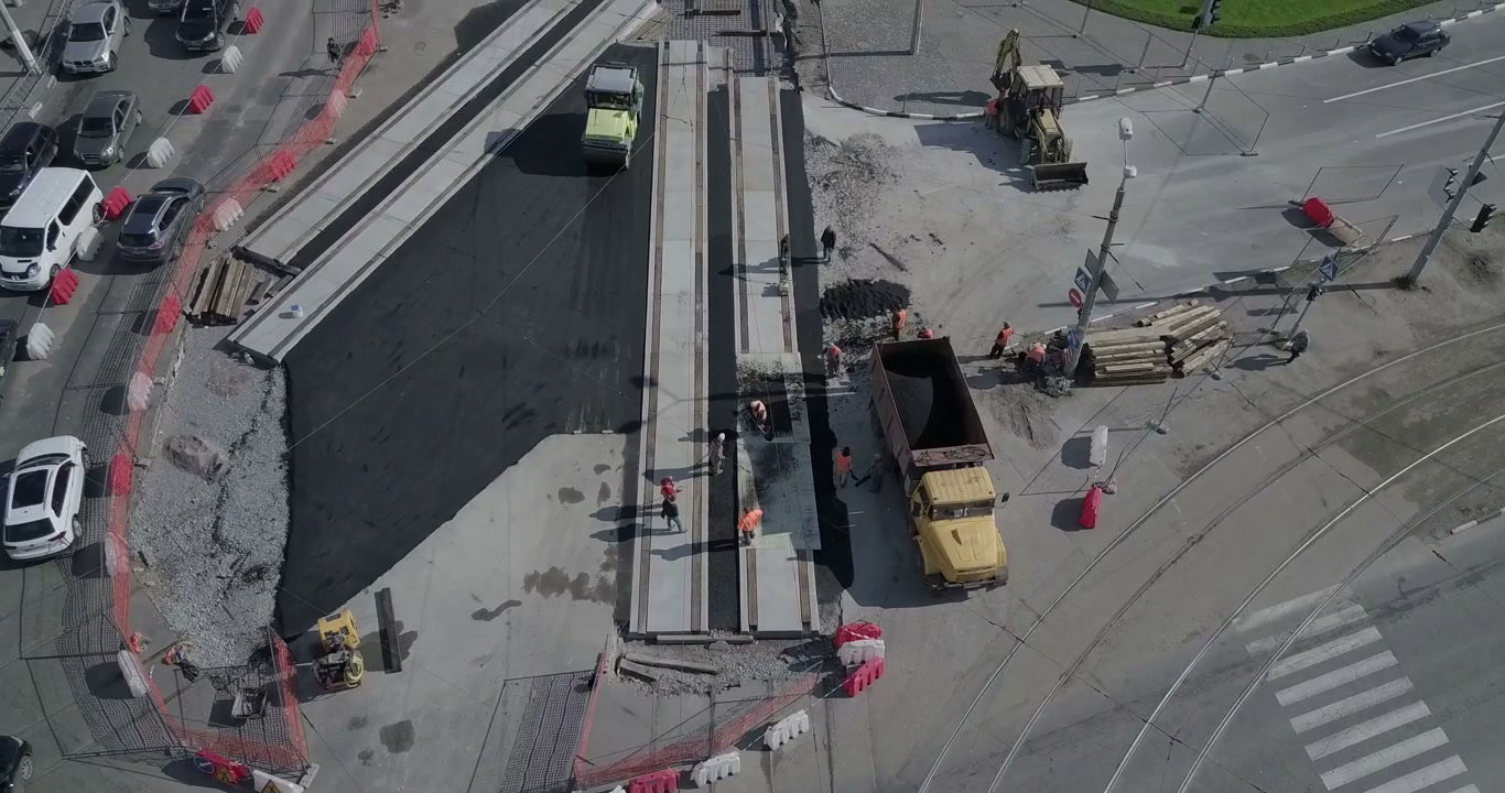 Aerial View Road Construction Site