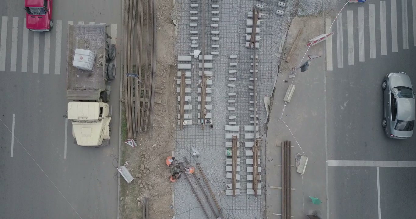 Tram Track Construction From Above