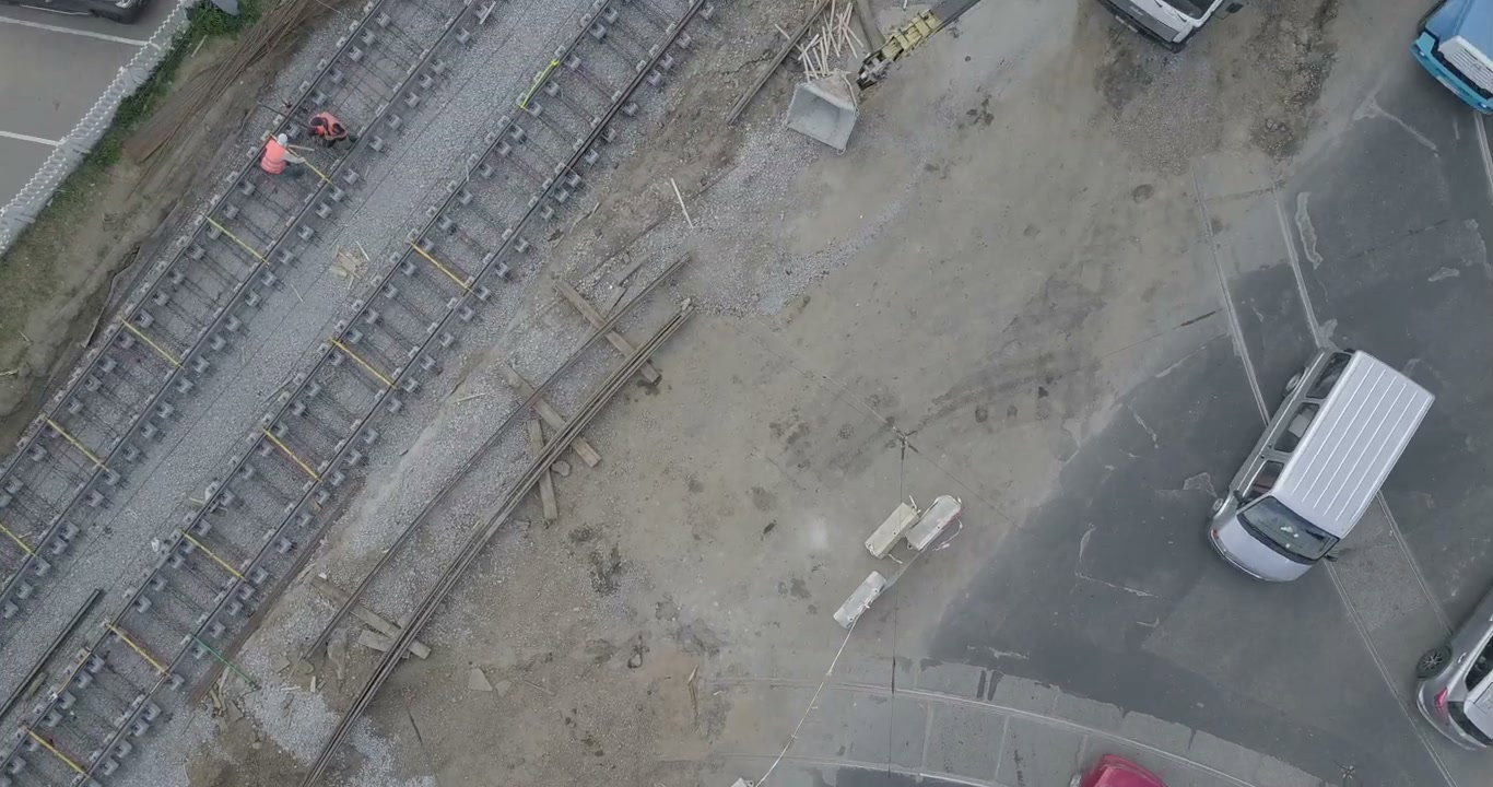 Urban Railway Construction Site Aerial View