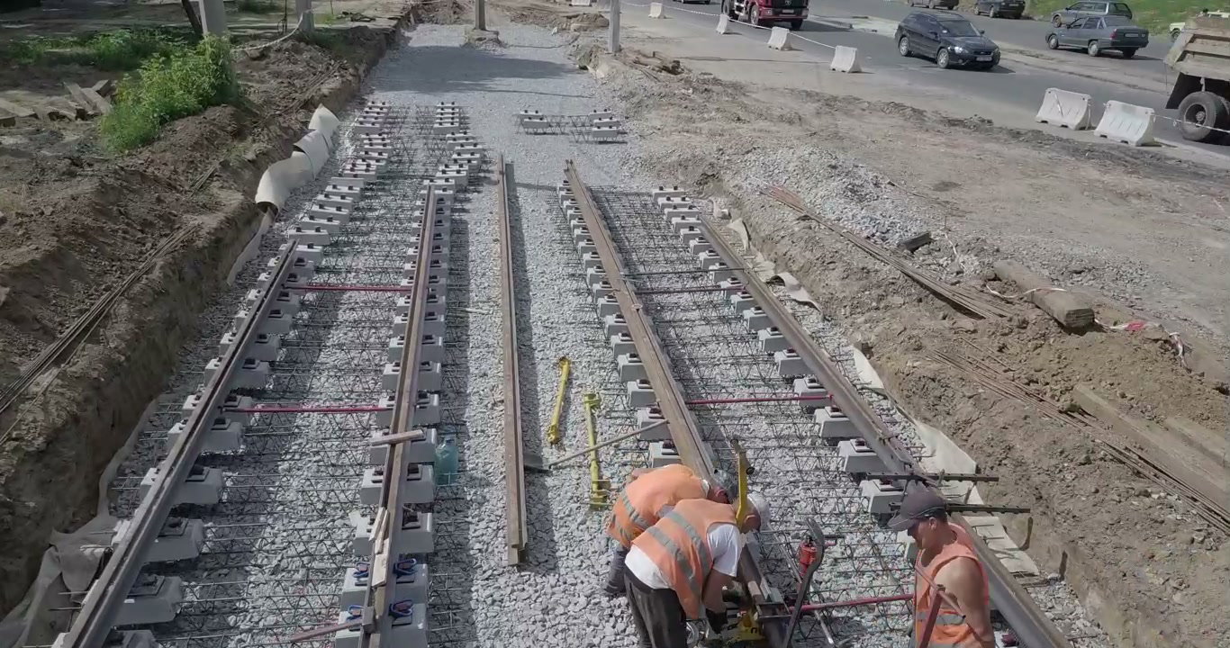 Workers Installing New Tram Tracks