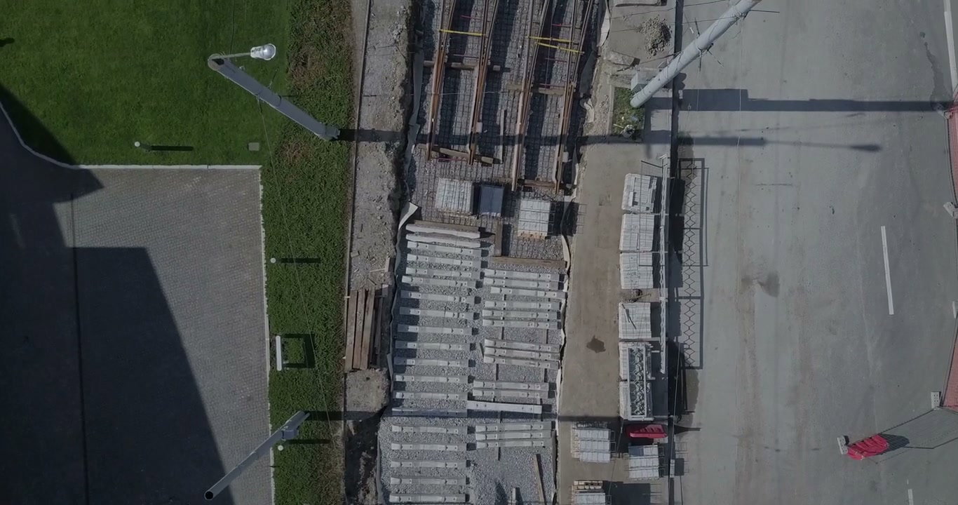 Aerial Urban Road Construction Site View