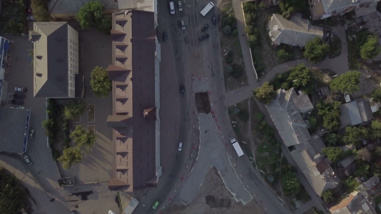 Aerial View of City Intersection Construction