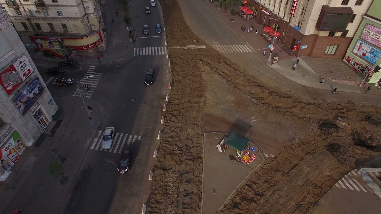 Aerial View of Urban Road Construction