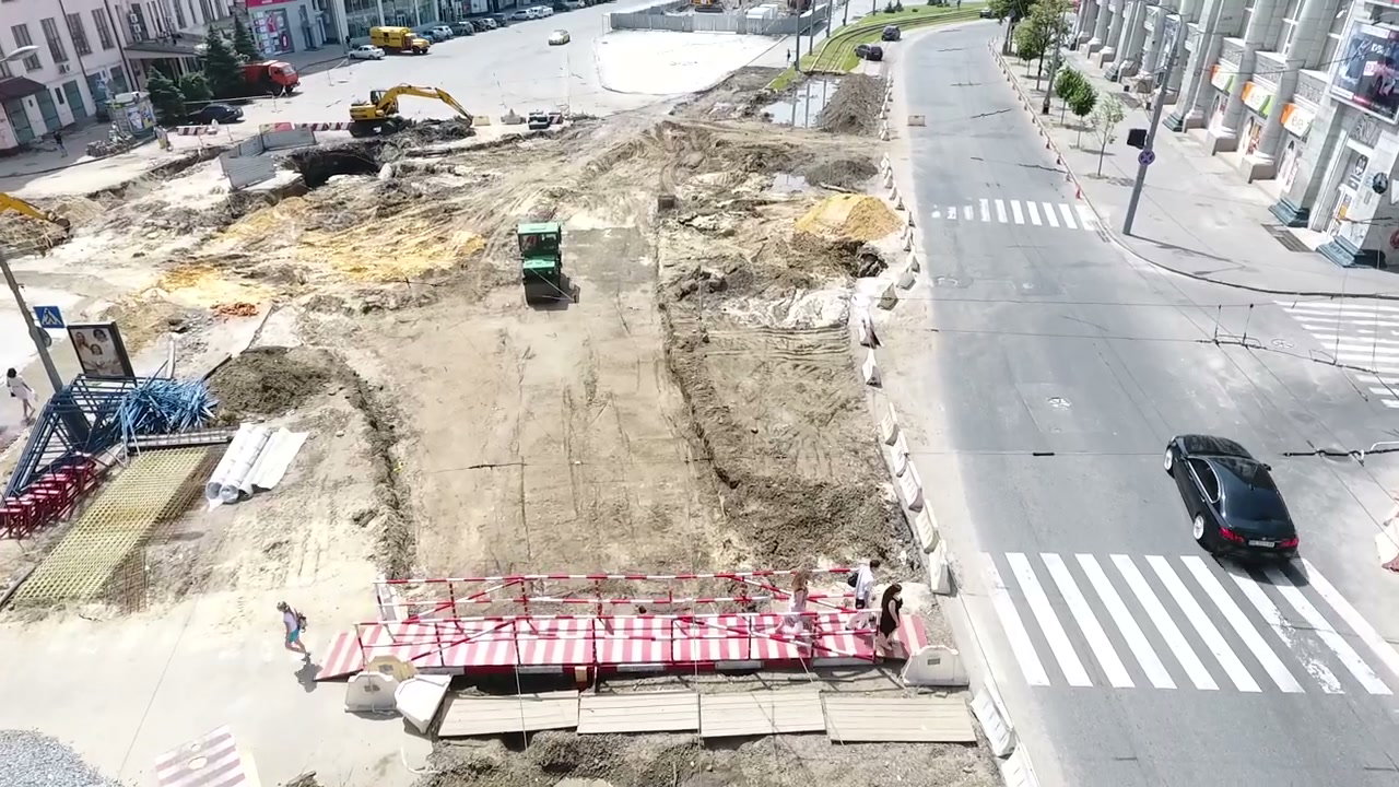 Aerial View of City Construction Site