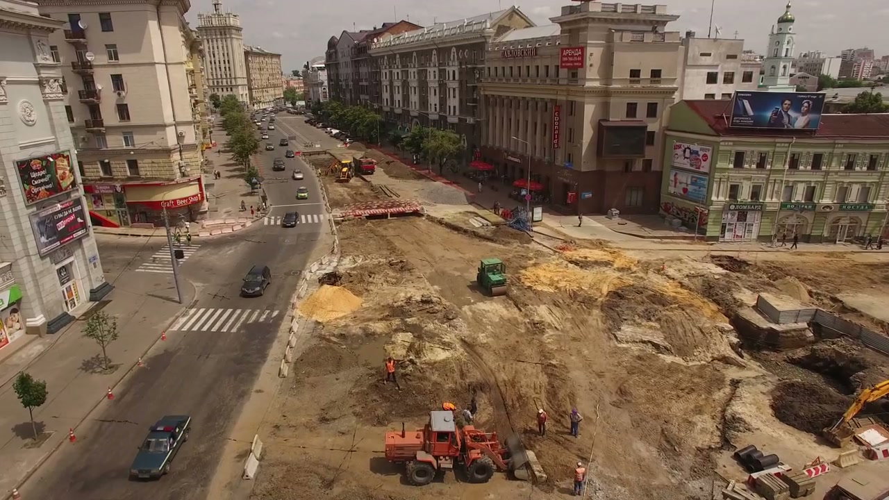 Urban Road Construction Aerial View