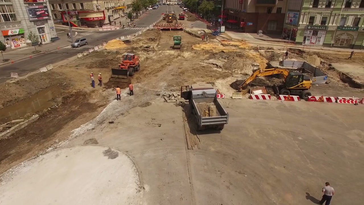 Aerial View of City Road Reconstruction