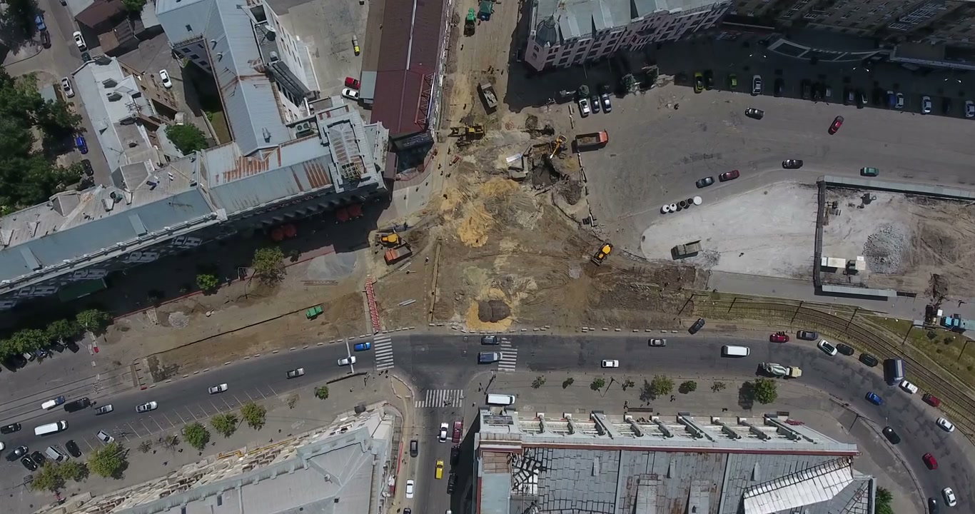 City Road Construction Aerial View