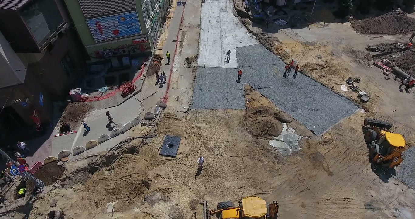 Urban Road Construction Drone View