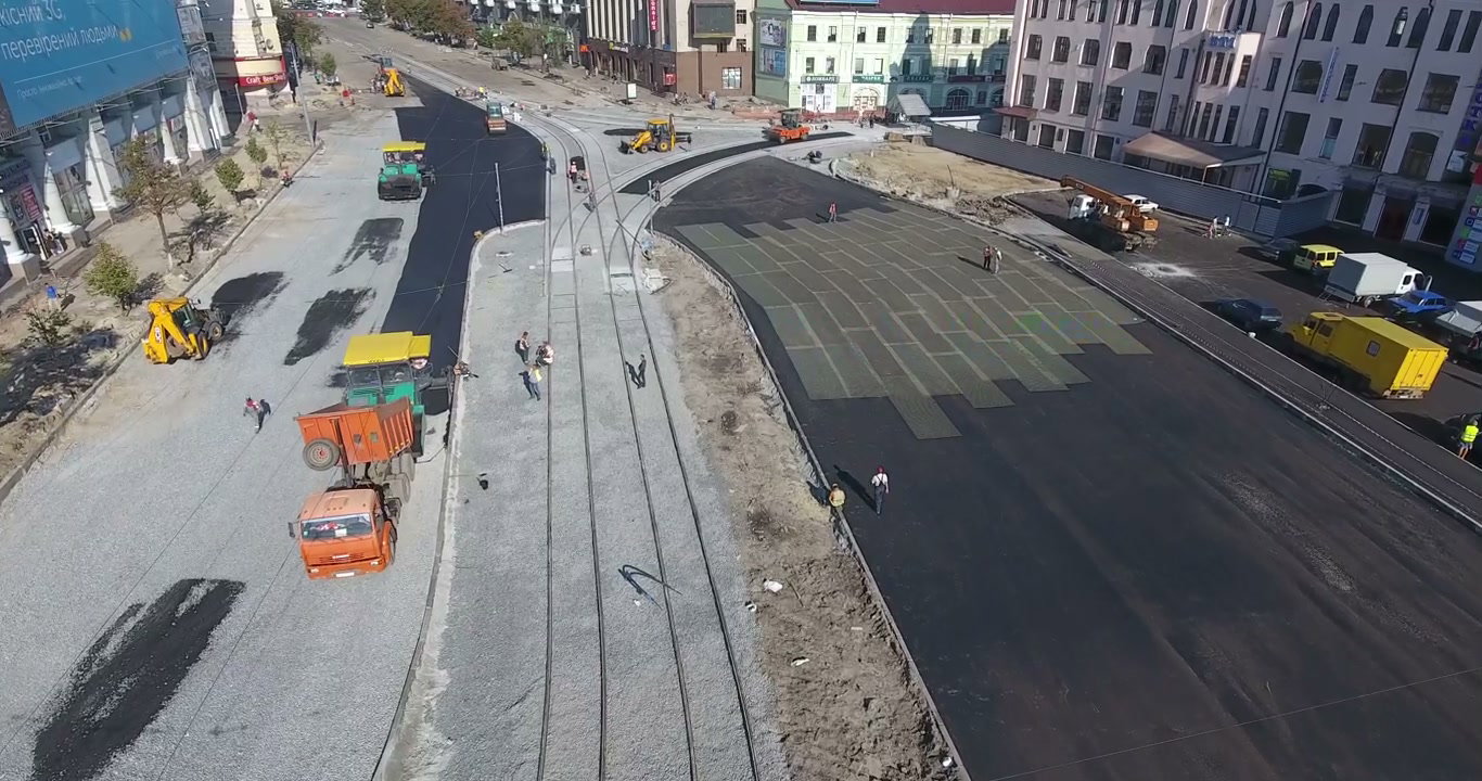Road Construction with Heavy Machinery