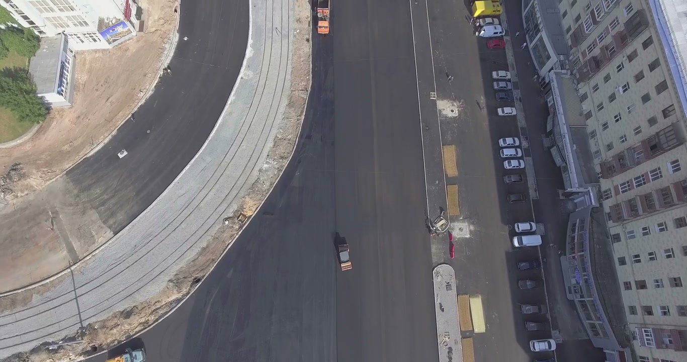 Urban Road Construction Drone View