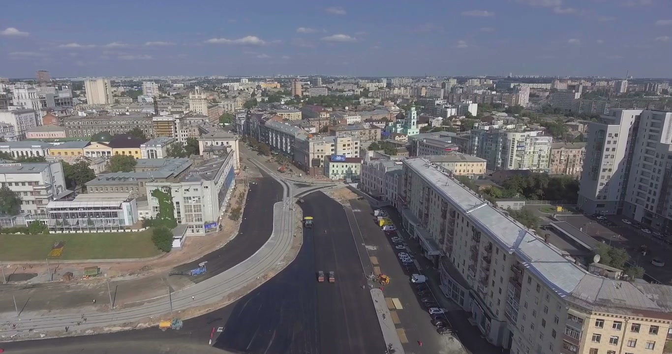 Aerial View of City Road Construction