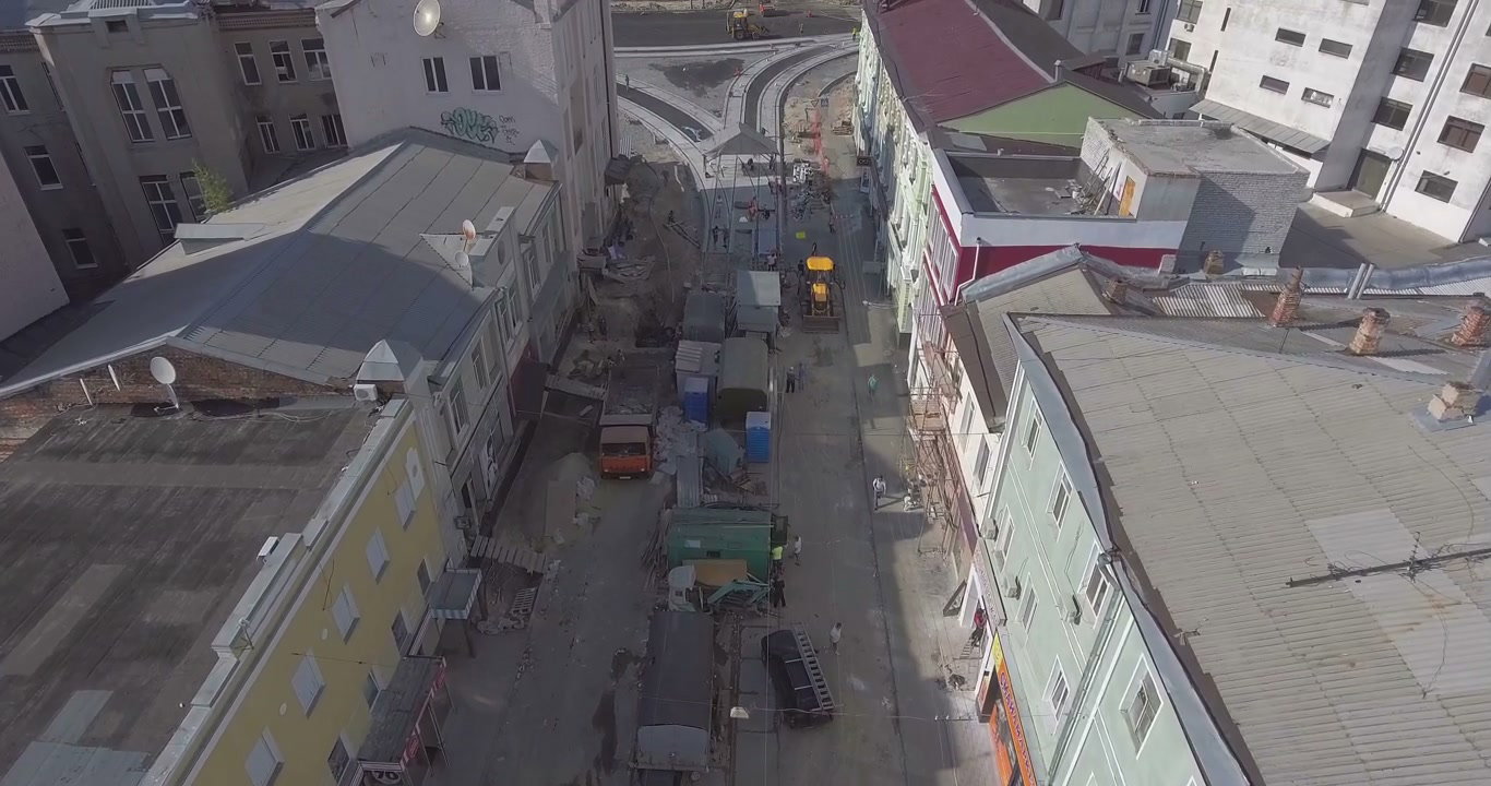 Urban Road and Tram Track Construction from Drone