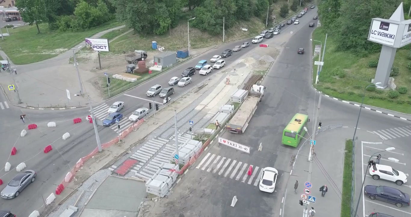 Aerial View of Urban Road Construction
