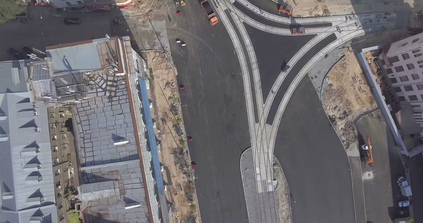 Tram Line and Road Construction Aerial